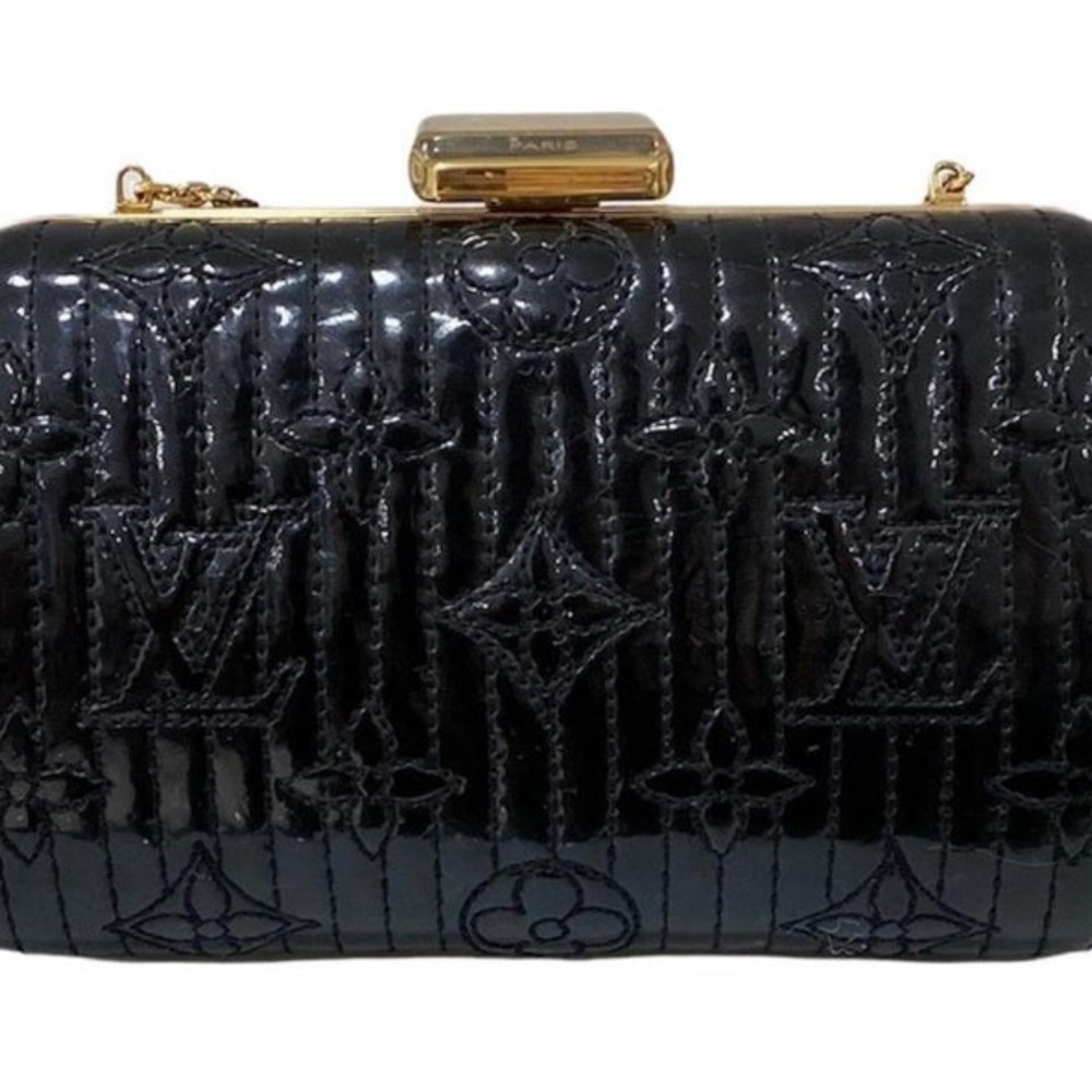 Luxury Louis Vuitton Motard clutch, patent black leather, rare find